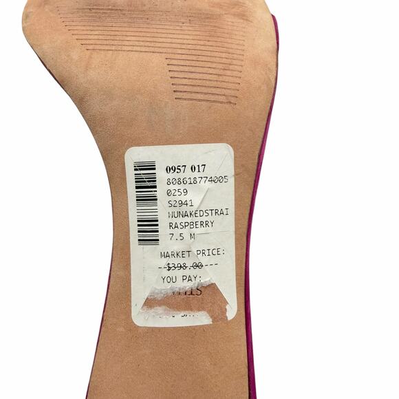 Stuart Weitzman Nudist Raspberry Pink Suede Leather Ankle Strap Open Sandals - Picture 10 of 11